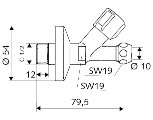 Schell Schrägsitzventil COMFORT lange Bauform, Rosette, 1/2", chrom 059030699