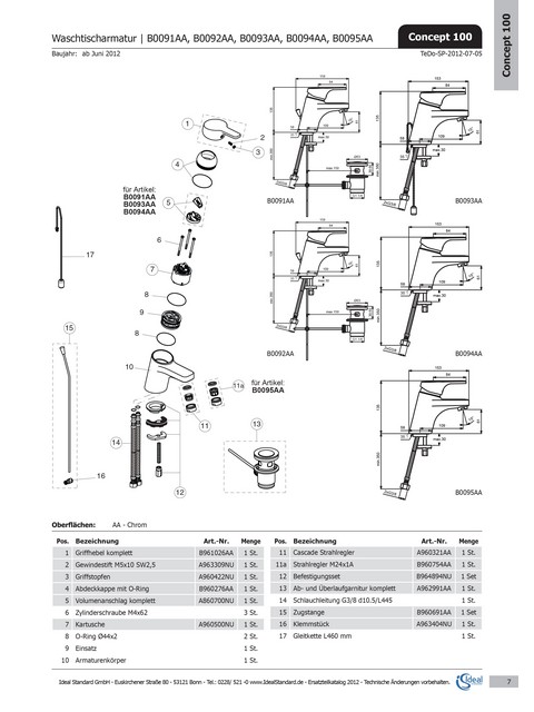 Ideal Standard Strahlregler M24x1 AG, 5l/min., chrom B960754AA