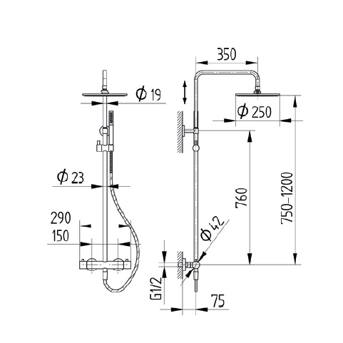 Avenarius Brause-Set mit Thermostat-Mischbatterie 9006610040