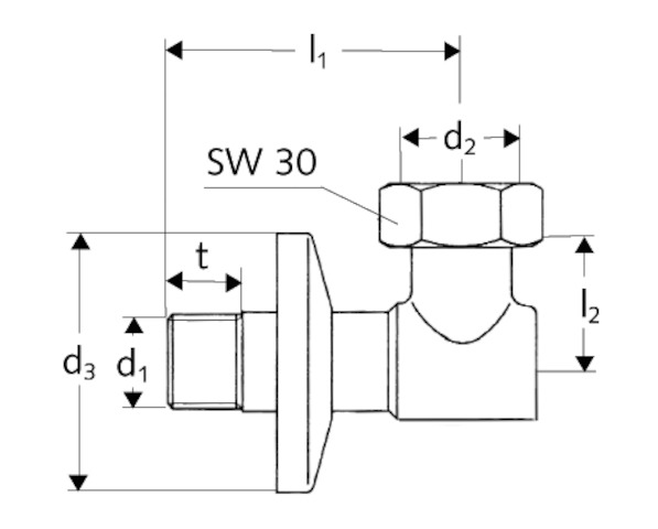 Schell Wasserzähler-Anschlussbogen Plombiervorrichtung, 3/4" Überwurfmutter, 1/2", chrom 101020699