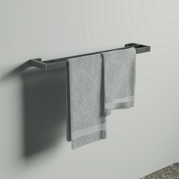 Ideal Standard doppelte Handtuchhalter Conca Cube, 600mm, eckig, grau metallic T4500A5