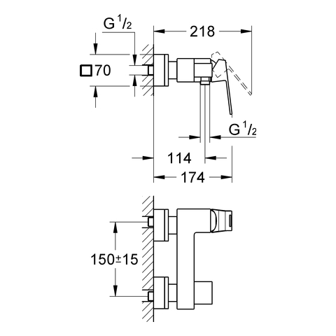 Grohe Eurocube Einhand-Brausebatterie supersteel Wandmontage eigensicher 23145DC0