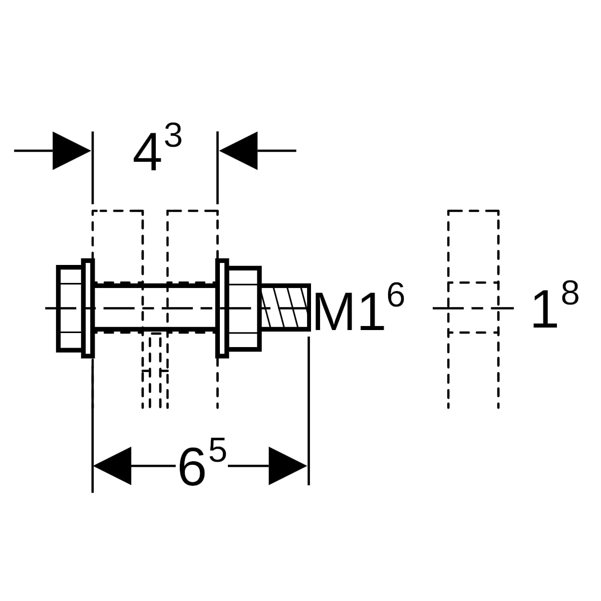 Geberit Schraubenset für Flanschverbindung aus CrNi-Stahl M16x65mm 91171