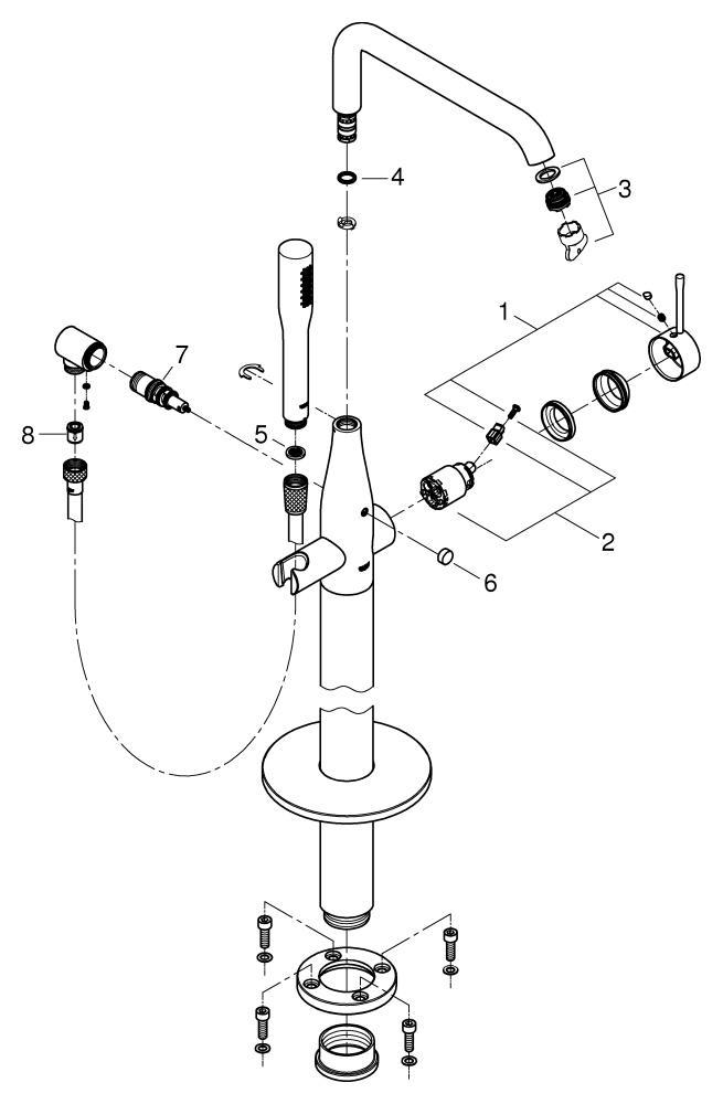 Grohe Einhand-Wannenbatterie Essence chrom Bodenmontage Fertigmontage-Set 25248001