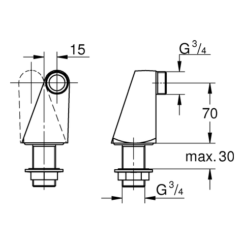 Grohe Standanschluss chrom für Thermostate 18978000