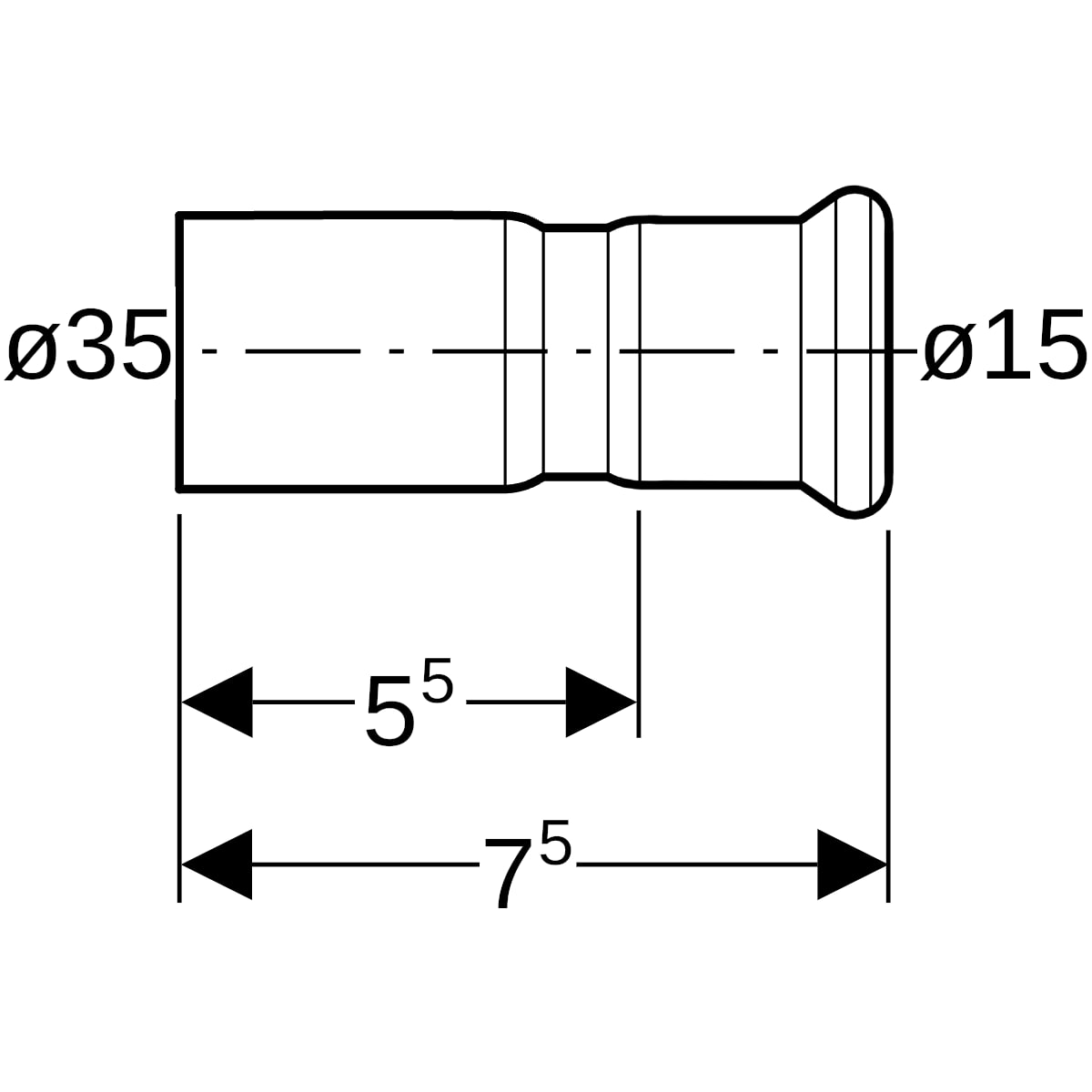 Geberit Mapress Edelstahl Reduktion mit Einschubende (LABS-frei) d35-15 82310