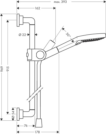 Hansgrohe AXOR Citterio Brauseset 900mm mit Handbrause 120 3jet, Brushed Nickel 27991820