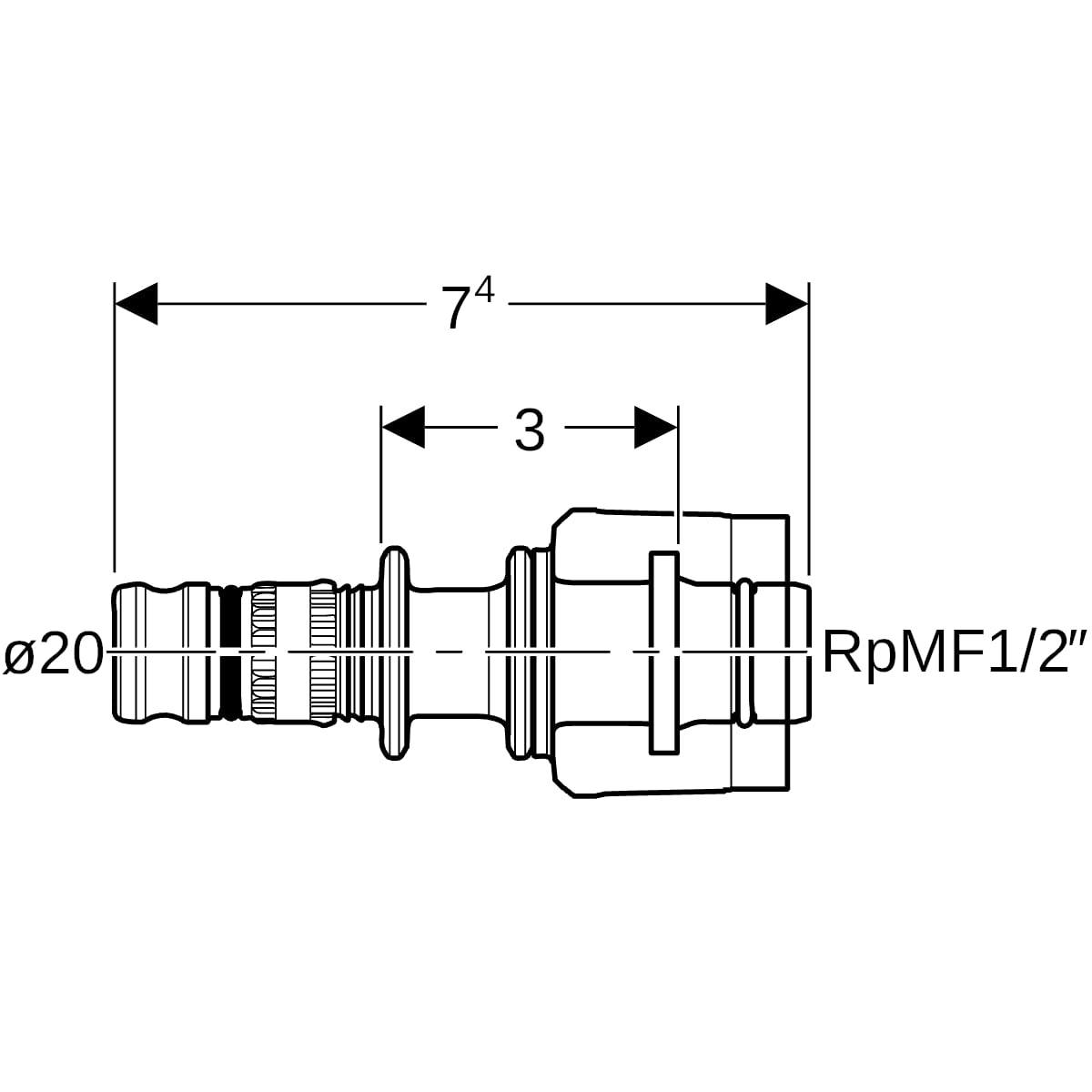 Geberit Mepla Übergang mit MasterFix PVDF d20-MF20 622.451.00.5