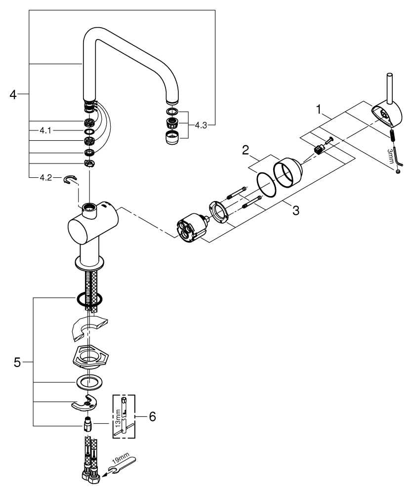 Grohe Minta Einhand-Spültischbatterie supersteel DN15 U-Auslauf 32488DC0
