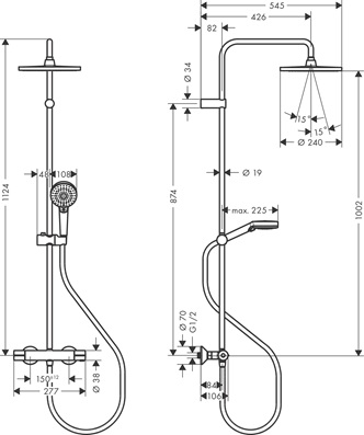 Hansgrohe Showerpipe 240 1jet Vernis Blend EcoSmart mattschwarz mit Brausethermostat 26428670