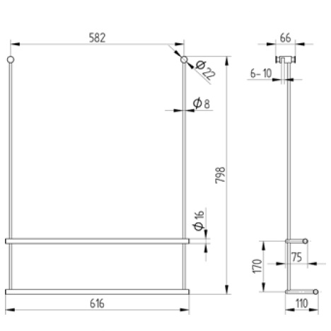 Avenarius Badetuchhalter 2-fach für Duschabtrennungen mit 2 Haken bis 10mm Glasstärke 9004580010