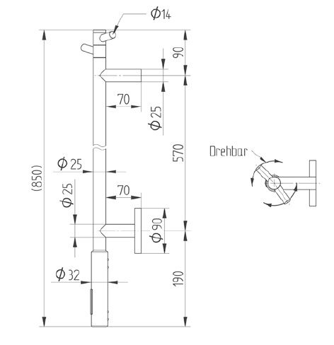 Avenarius Handtuchwärmer, Höhe 85cm 9055200016