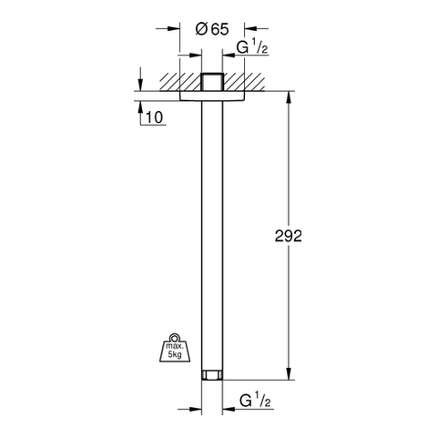 Grohe Rainshower Deckenauslass chrom, Länge 292mm 28497000