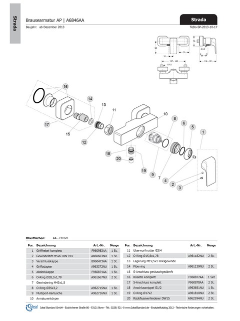 Ideal Standard JADO Innen- und Außen Rosette, quadratisch, chrom F960877AA