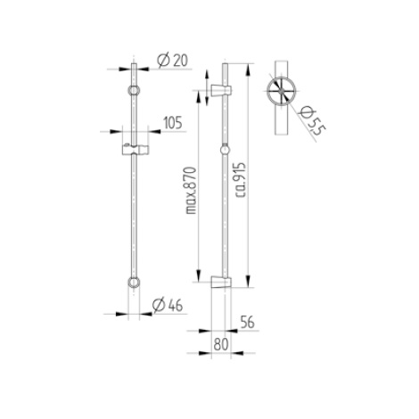 Avenarius Brausestange 900mm mit Gleiter 9006906010