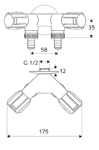 Schell Nebenanschluss-Doppelventil COMFORT RV, zwei Schlauchanschlüsse, 1/2", chrom 033660699