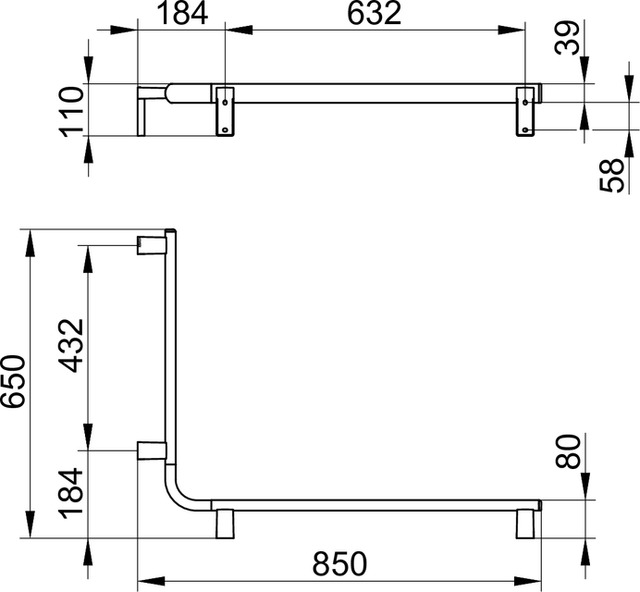 Keuco Dusch und Wannenhandlauf AXESS links 850/650mm schwarz matt 35011378602