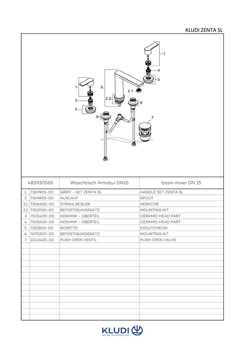 Kludi ZENTA SL Waschtischarmatur Dreilochmontage, mit Ablaufgarnitur chrom 483930565