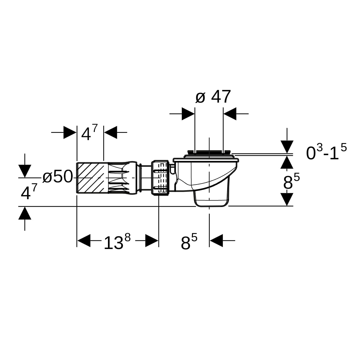 Geberit Duschwannenablauf d40/50 150.680.00.1