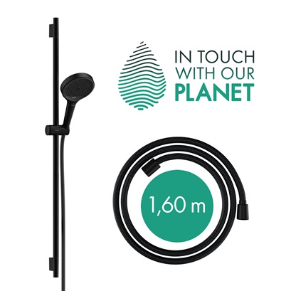 Hansgrohe Brauseset Rainfinity 130 3jet EcoSmart Unica S Puro 900mm Push Schieber schwarzmatt 28744670