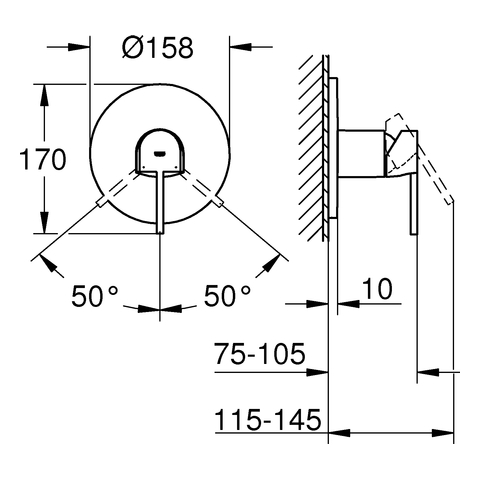 Grohe Plus Einhand-Brausebatterie supersteel Fertigmontageset 24059DC3