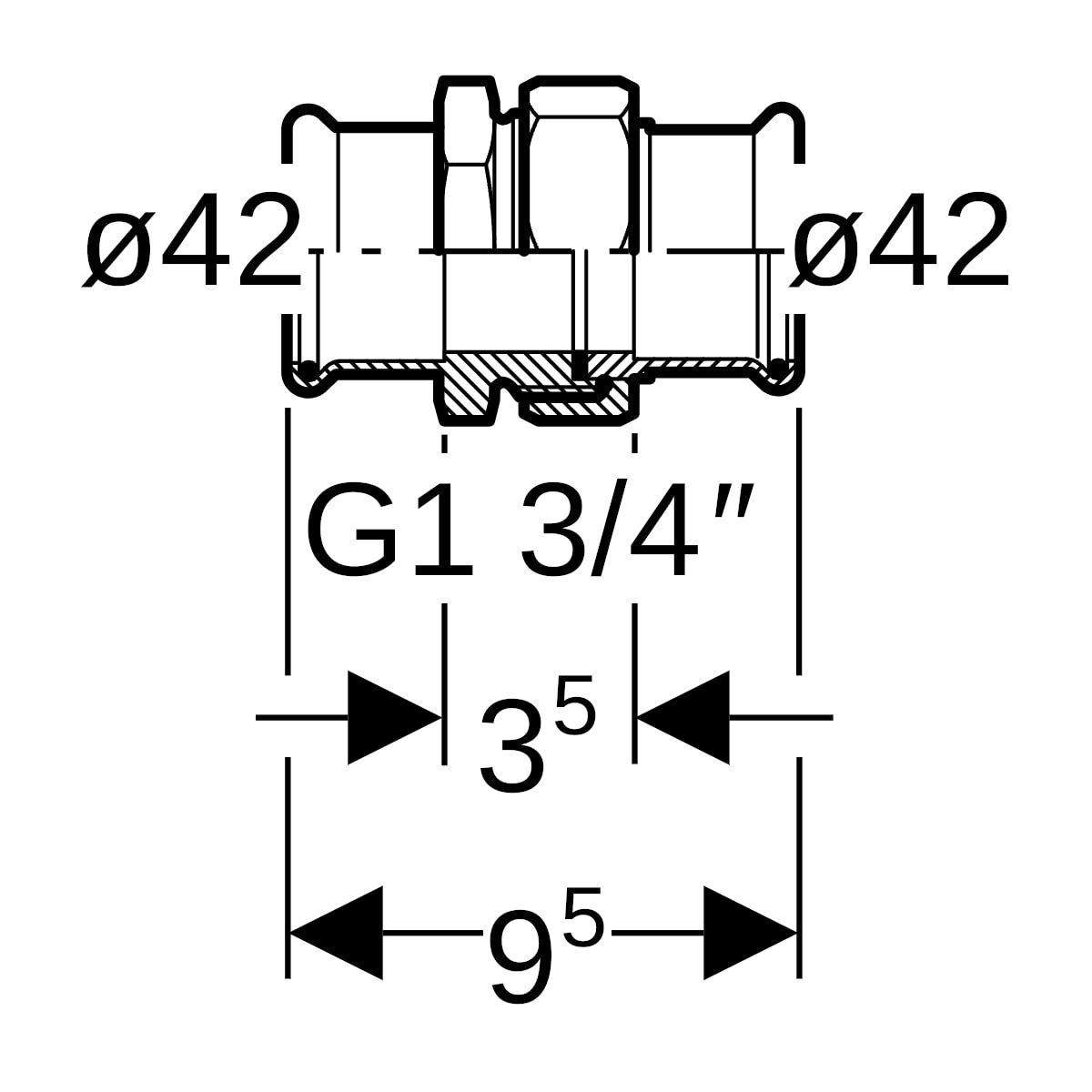 Geberit Mapress Edelstahl Verschraubung (LABS-frei) d42 85325