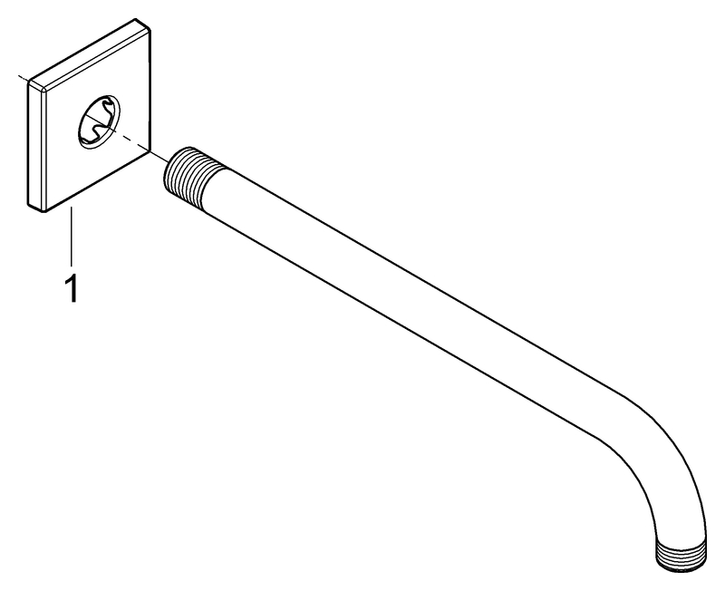 Grohe Rainshower Brausearm modern chrom, eckige Rosette, Ausladung 286mm 27488000