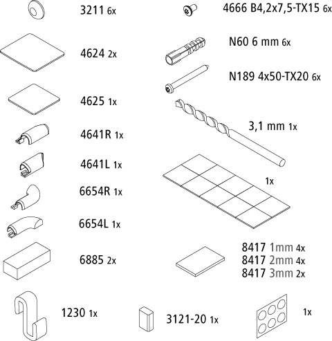 Kermi Set Montagekleinteile für LI 1OR/L 2539337