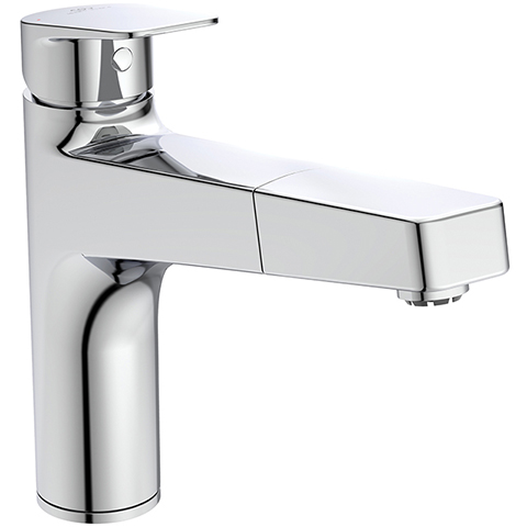Ideal Standard Küchenarmatur Ceraplan mit hohem Auslauf Niederdruck Ausladung 210mm 1-Funktions-Handbrause chrom BD330AA