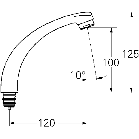 Grohe Gussauslauf Ausladung: 120mm mit Anschlagring chrom 13408000