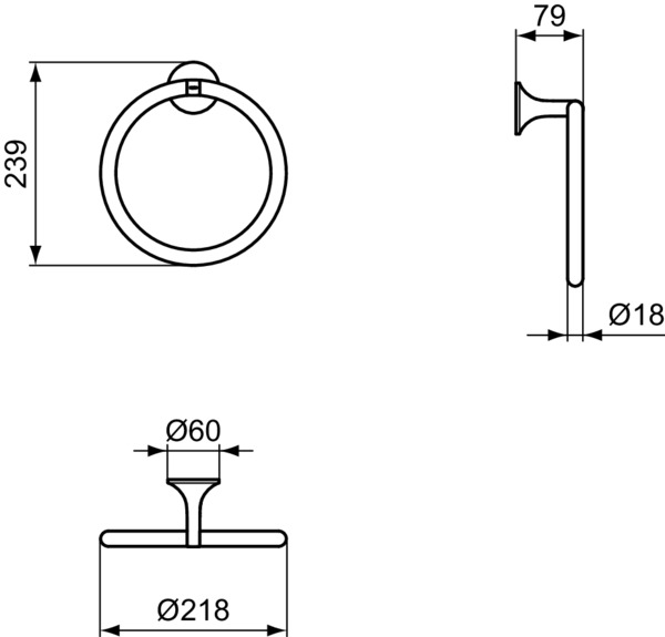 Ideal Standard Handtuchring La Dolce Vita 218 mm rund silber T5502GN