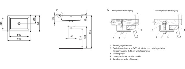 Ideal Standard Strada Unterbauwaschtisch B: 59, 5 T: 43,5cm weiß, Ideal Plus K0779MA