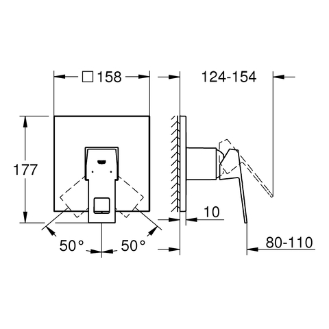 Grohe Einhand-Brausebatterie Eurocube supersteel Fertigmontage-Set für Rapido SmartBox 24061DC0