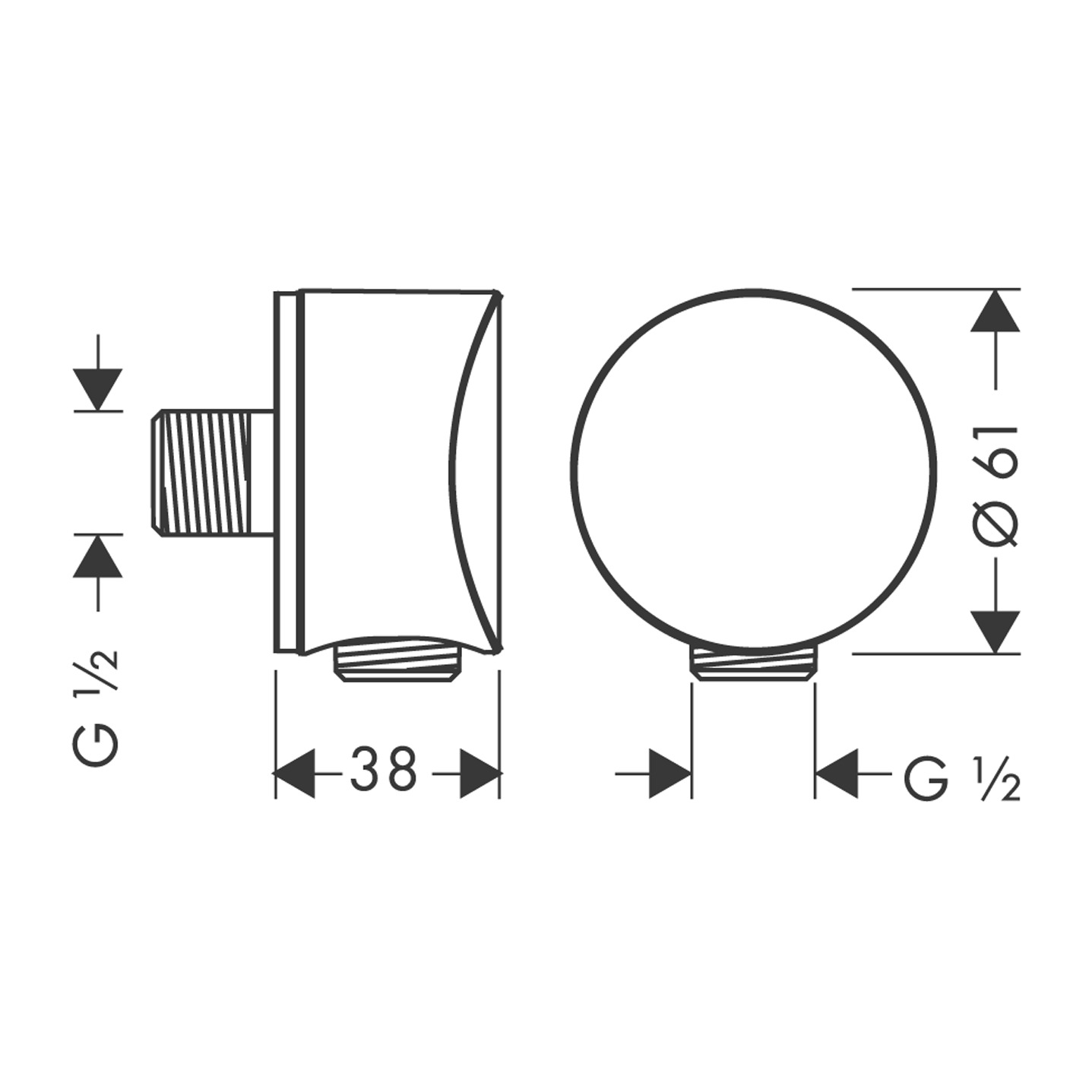 Hansgrohe Schlauchanschluss DN15 Fixfit S mit Rückflussverhinderer mattweiss 26453700