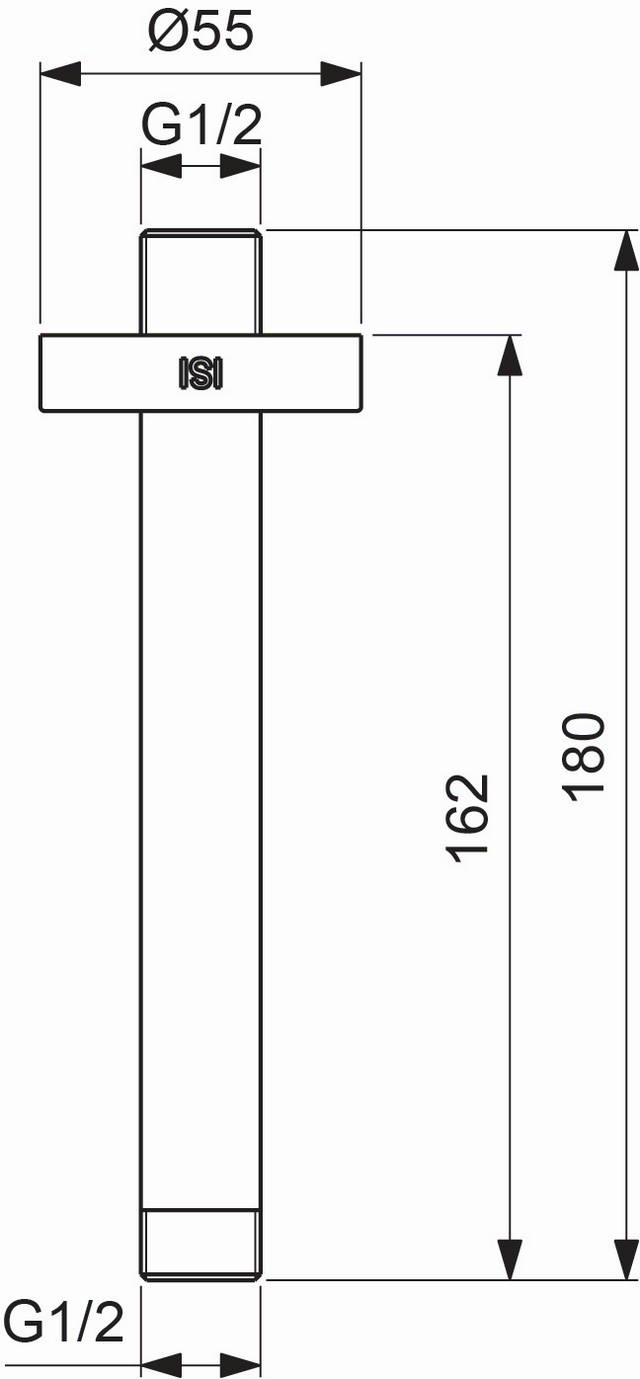 Ideal Standard Archimodule Idealrain Deckenanschluss, chrom, L: 150mm B9446AA