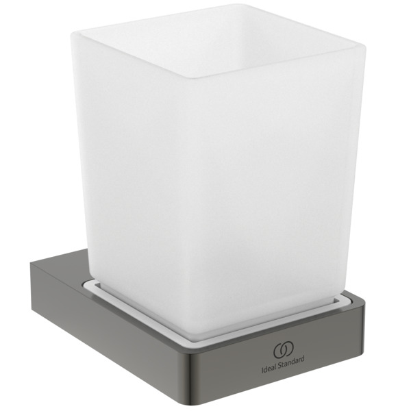 Ideal Standard Zahnputzbecher Conca Cube, eckig, grau metallic T4504A5