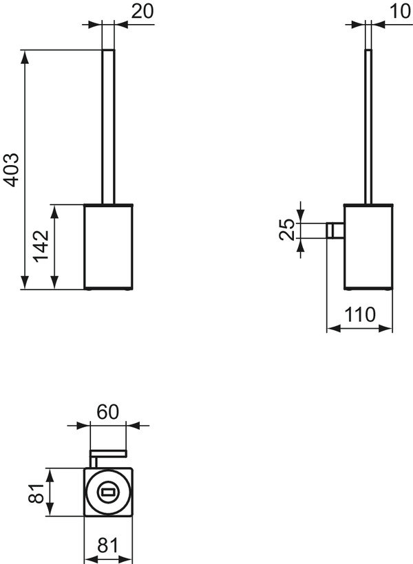 Ideal Standard WC-Bürstengarnitur Conca Cube, eckig, silber T4494GN