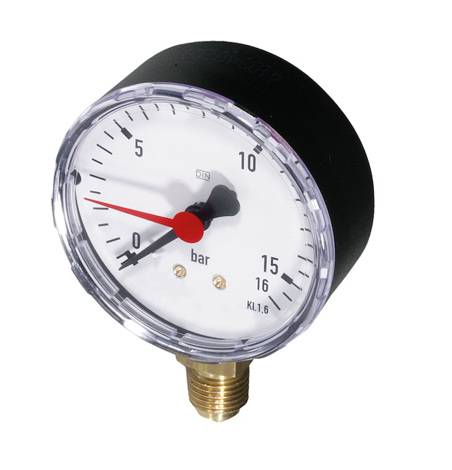 Resideo Manometer, Gehäusedurchmesser 63mm, Anschluss unten G 1/4, Teilung 0-16 bar M76K-A16