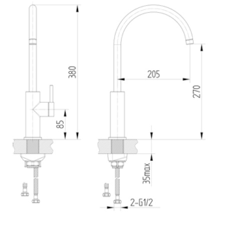 Avenarius Spültisch-Einhebelmischbatterie mit schwenkbarem Auslauf chrom 2806400010