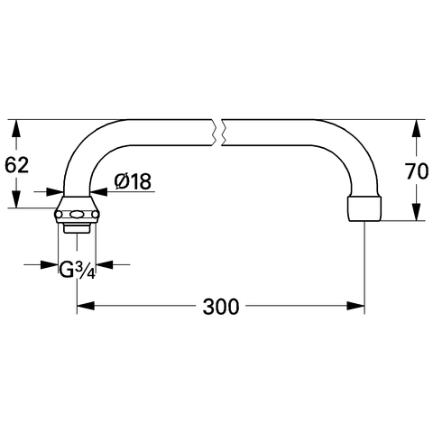 Grohe U-Auslauf Ausladung: 301mm für Küchen-Wandbatterien, 1/2'' chrom 13034000