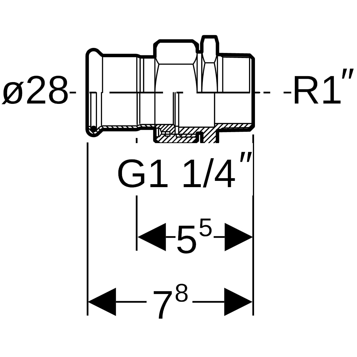 Geberit Mapress Edelstahl Übergangsverschraubung mit AG ÜM (LABS-frei) d28-R1 85367