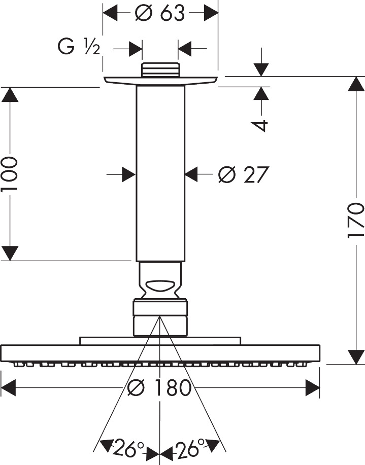 Hansgrohe Tellerkopfbrause Raindance Air 180mm für Deckenmontage chrom 27478000
