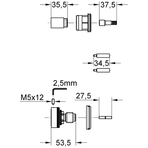 Grohe Verlängerung für Tenso/Atrio Thermostat Brause UP 47367000