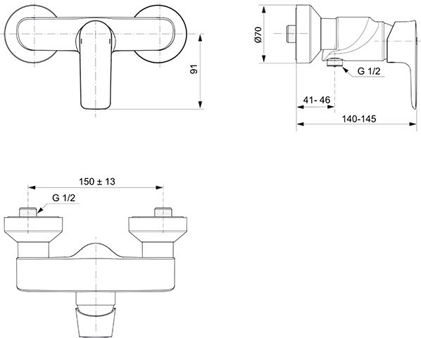 Ideal Standard Brausearmatur AP Connect Air Ausladung 41mm, chrom A7032AA