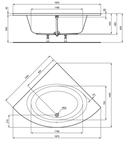 Ideal Standard Connect Air Eck-Badewanne 140x140x46,5cm E125001 weiß