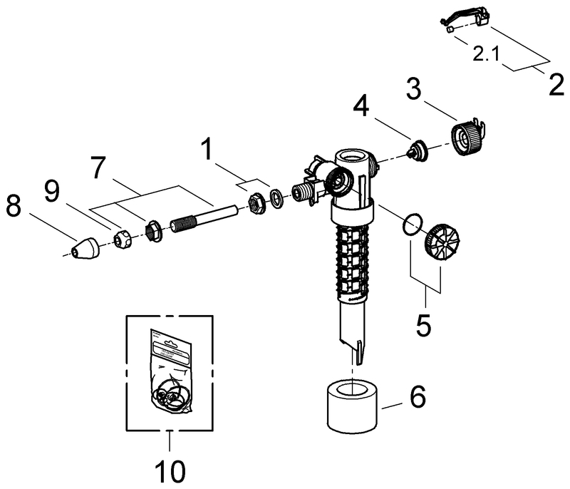Grohe Füllventil DN10 mit Abdeckung Versatzausgleichstück und Drossel 37092000