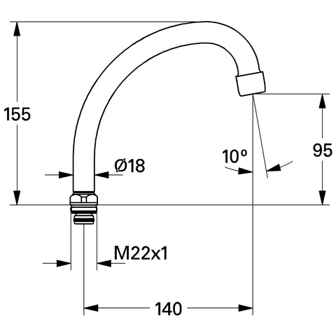 Grohe Rohrauslauf schwenkbar Ausladung 140mm M22 x 1 chrom 13072000