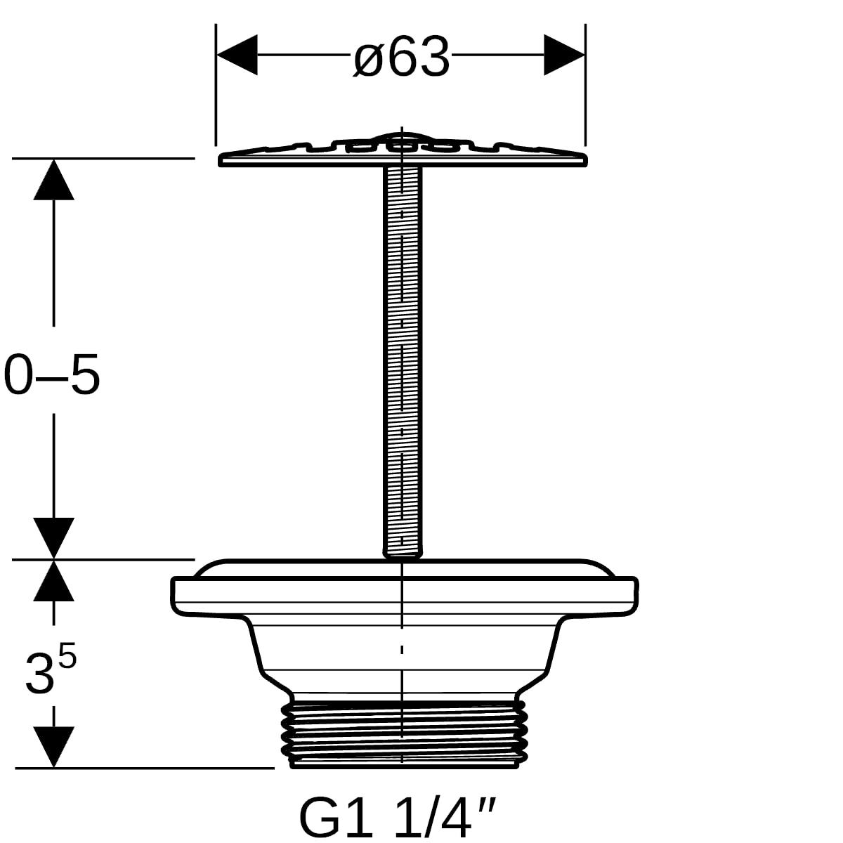 Geberit Ablaufventil mit freiem Auslauf Sieb, 1 1/4 152.005.00.1