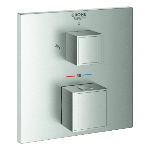 Grohe Grohtherm Cube Thermostat-Brausebatterie supersteel Fertigmontageset 2-Wege-Umstellung 24154DC0