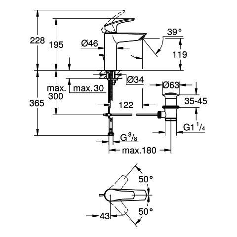 Grohe Einhand-Waschtisch-Batterie Eurosmart M-Size chrom Zugstangen-Ablaufgarnitur 23322003